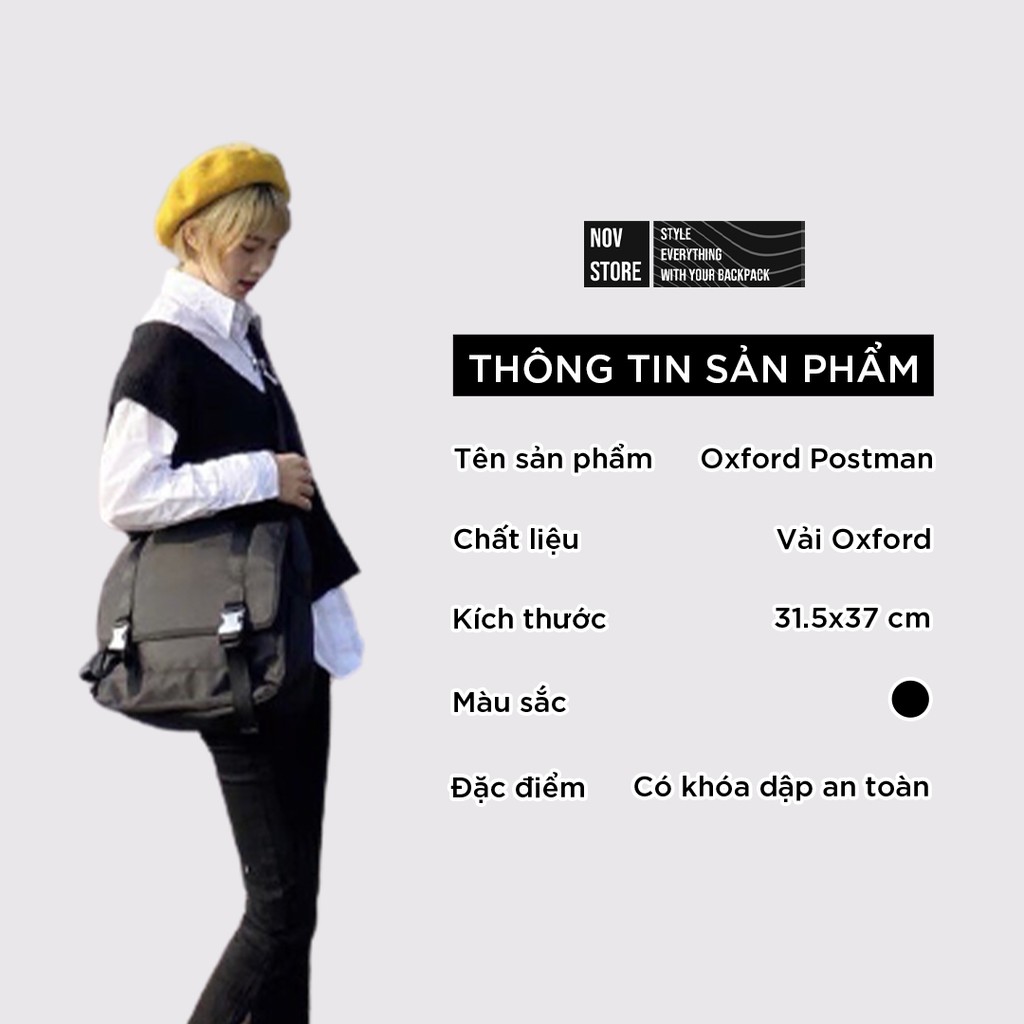 Túi đeo chéo size to - thiết kế đệm vai dày dặn, chất vải chống thấm nước - OXFORD POSTMAN BAG, novstore