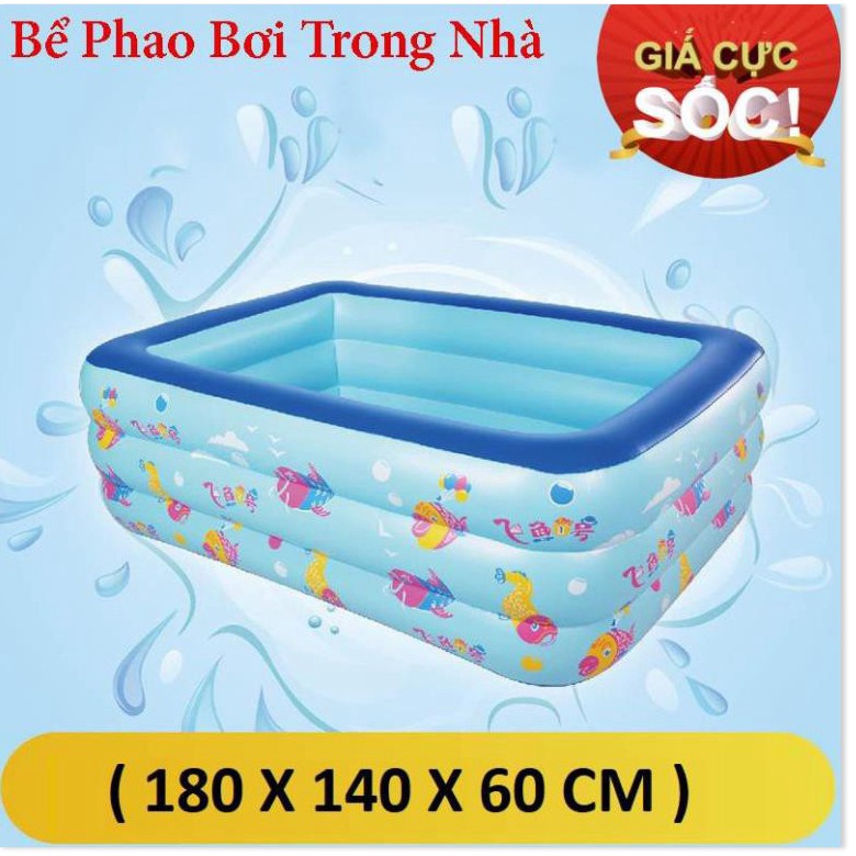 Xả kho giá sốc -  bể bơi phao cho bé loại nào tốt,Bể bơi phao trong nhà, hình chữ nhật kích thước 180cm - uy tin 1 đổi 1