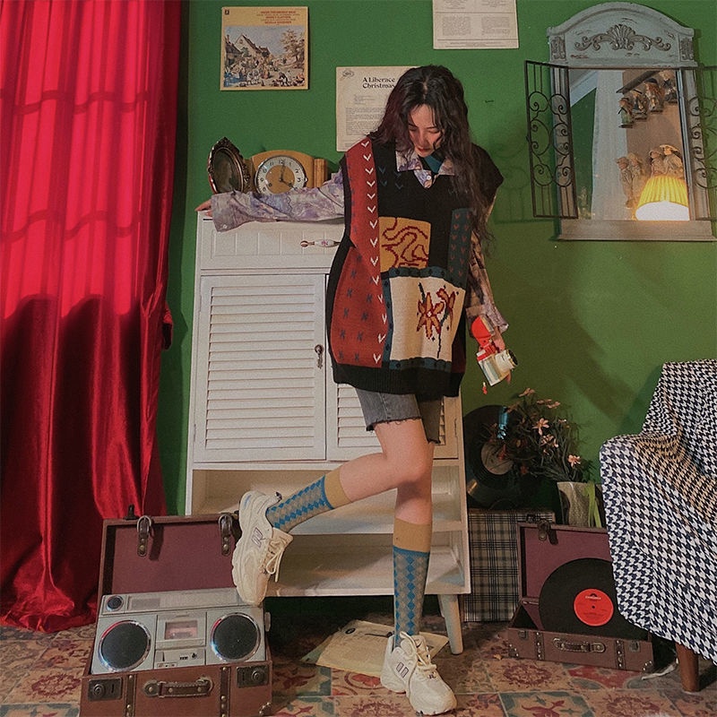 Áo Sơ Mi Tay Dài Nhuộm Màu Cổ Chữ V Phong Cách Retro Thời Trang Mùa Thu Mới 2022