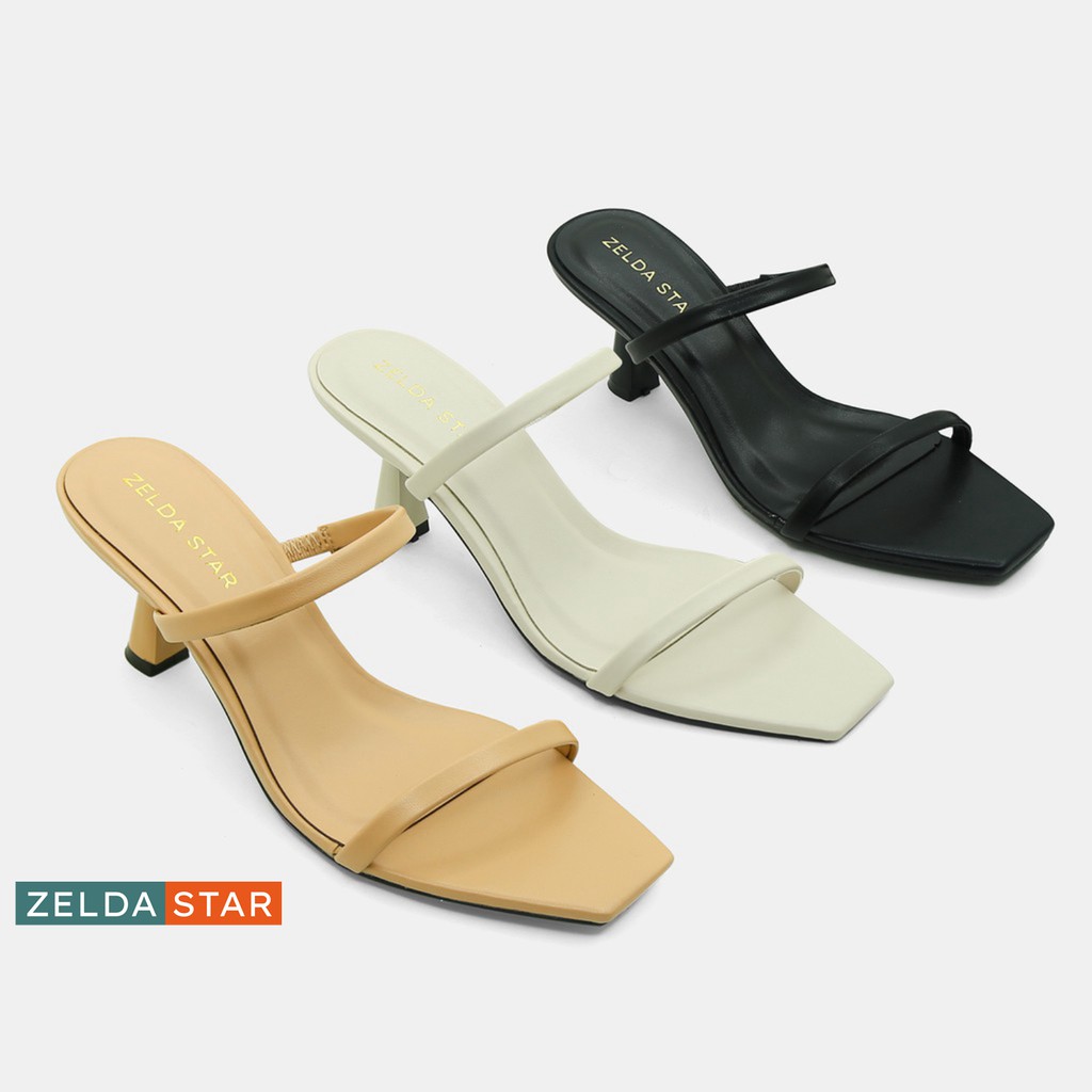 Guốc mũi vuông Zelda Star gót cao 6cm phối quai mảnh - GN0350121