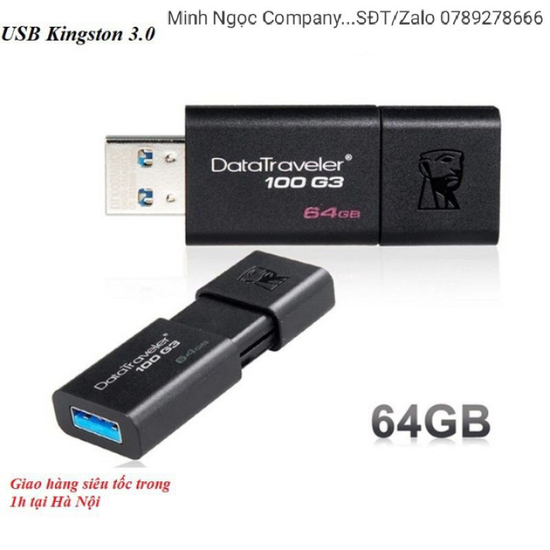 USB Kingston DT100G3 64Gb chuẩn 3.0 - Hàng cao cấp Chính Hãng bảo hành 5 năm