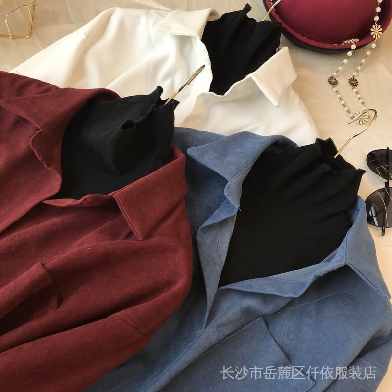 Áo Len Tay Dài Cổ Chữ v Giả Hai Lớp Thời Trang Thu Đông Cho Nữ