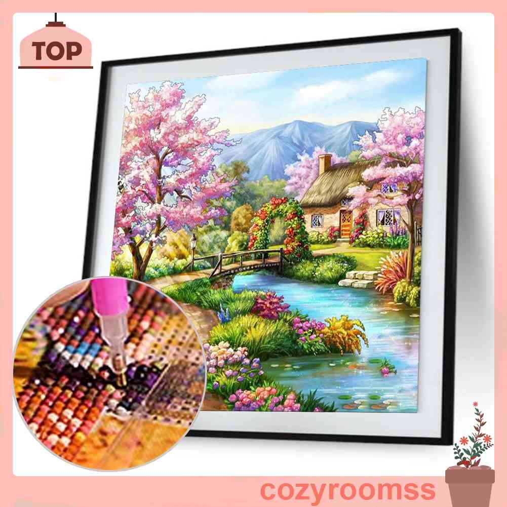 Tranh Đính Đá Kim Cương Toàn Bộ 5D DIY Hình Vẽ Vườn Đào