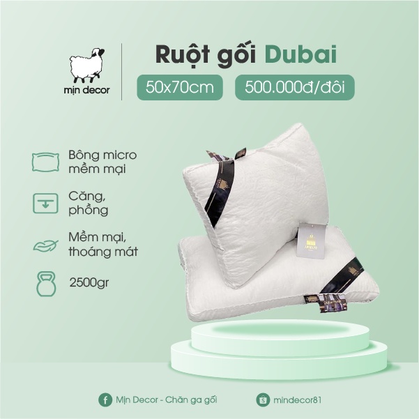 Đôi ruột gối dubai Mịn Decor cao cấp mềm mại êm ái