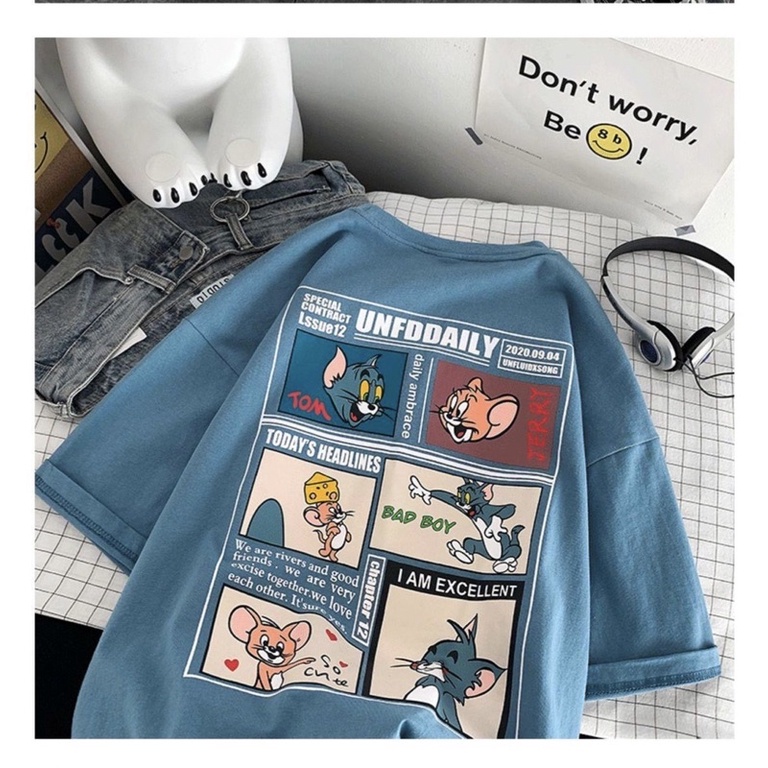 Áo tun tay lỡ nam nữ ,áo phông unisex chất cotton form rộng in hình jeny