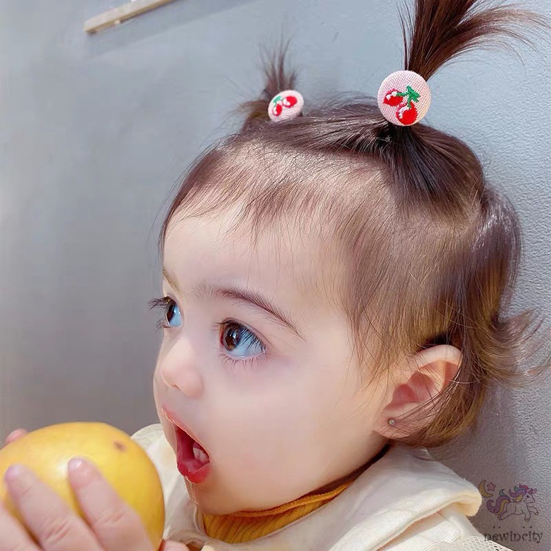 Set 6 dây buộc tóc co giãn họa tiết trái cây hoạt hình cho bé gái
