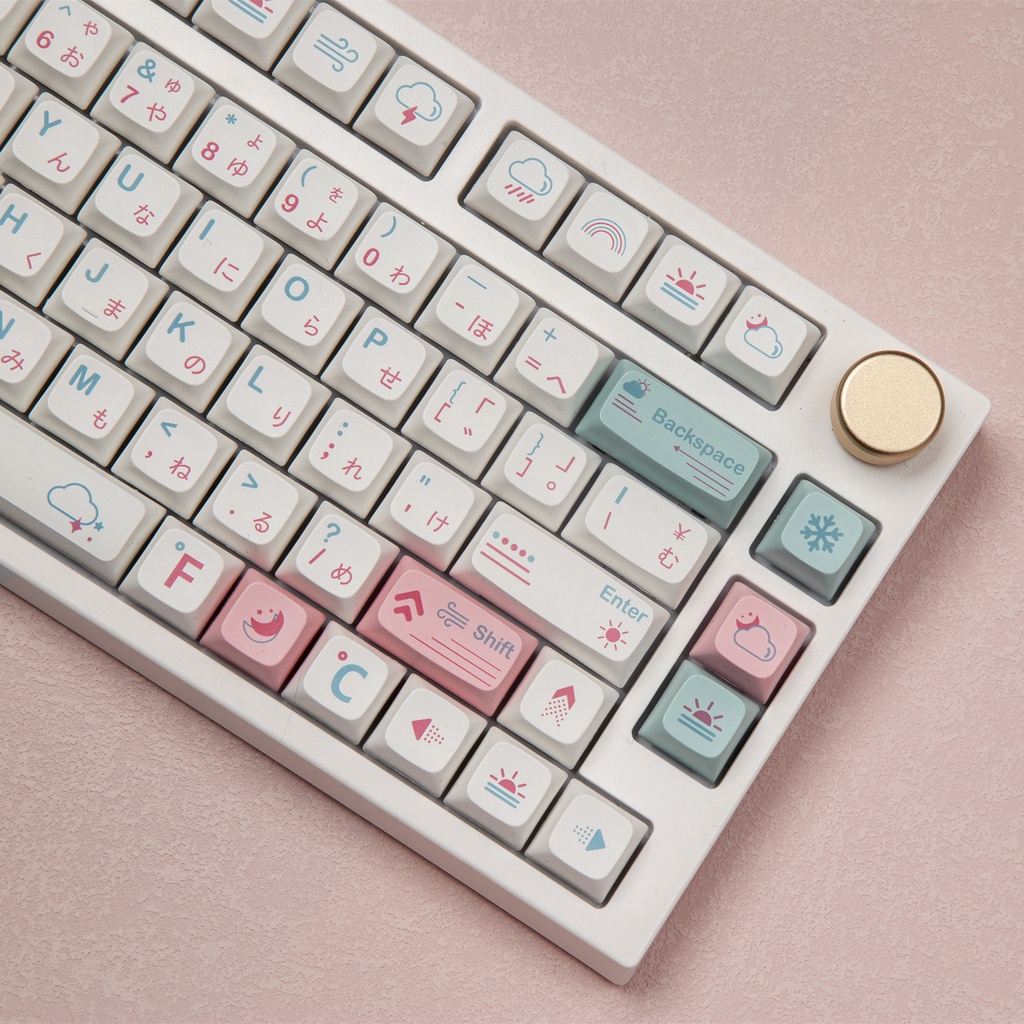 Weather keycap XDA Profile PBT sublimation keycaps Nắp Phím Chủ Đề Lông Vũ PBT Hỗ Trợ 61/64/84/87/98/104