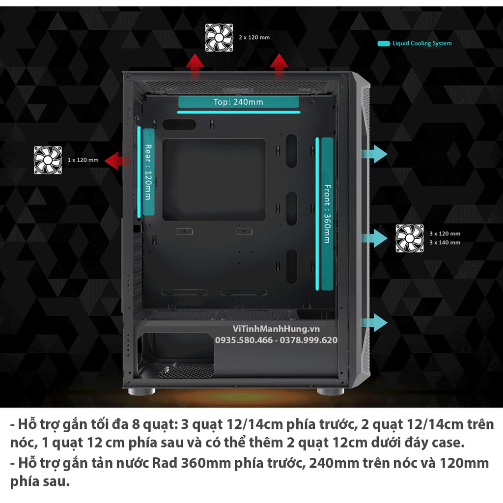 [Mã 253ELSALE hoàn 7% đơn 300K] Vỏ Case Xigmatek Gaming X 3FX, ATX, kiếng cường lực, 3 quạt ARGB.