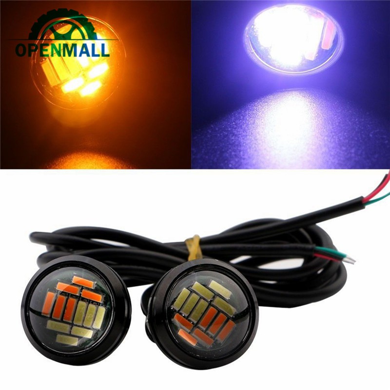 Set 2 đèn LED mắt đại bàng 12SMD cho xe ô tô