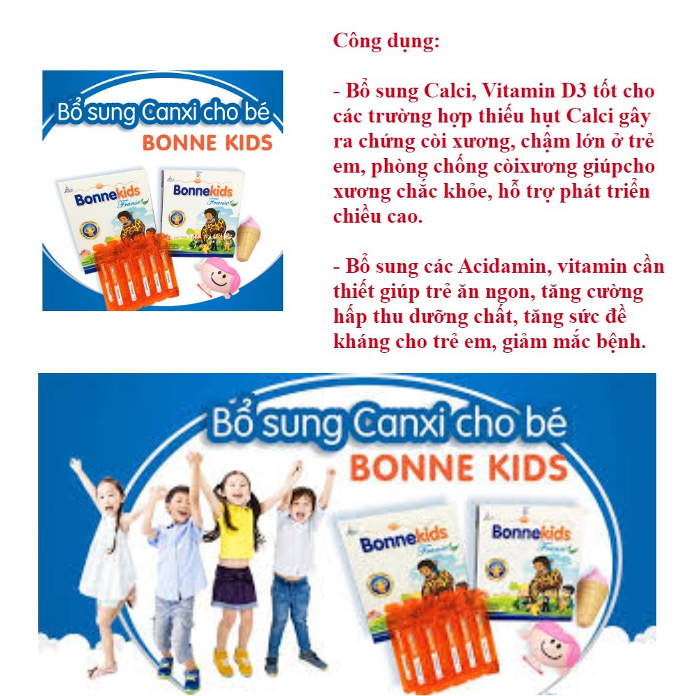 Bonne Kids Franse - Bổ sung canxi vitamin D3 B1 B2 B6 Siro uống liền phát triển chiều cao tăng sức đề kháng