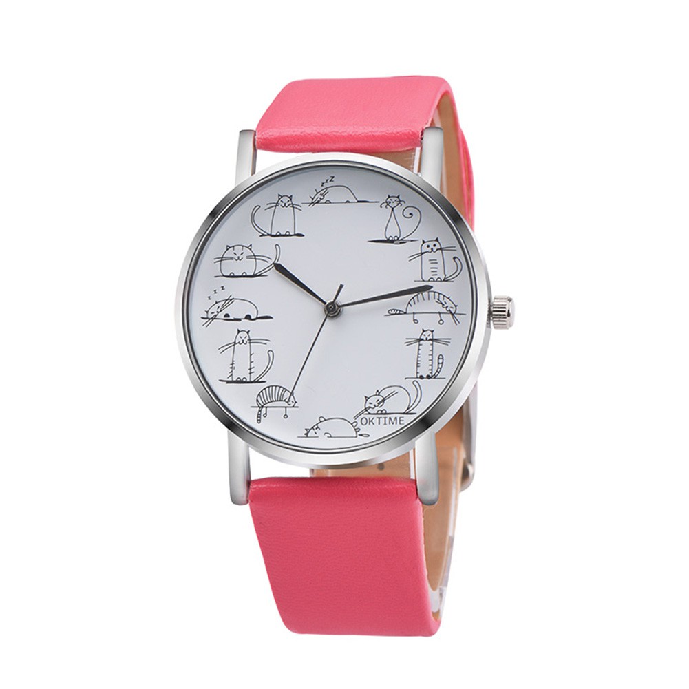 Đồng Hồ Dây Da Giả Mặt Hình Mèo Dễ Thương Cho Nữ | BigBuy360 - bigbuy360.vn