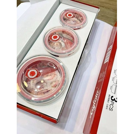 Sét 3 chiếc thố thủy tinh Deli cao cấp có nắp hút chân không full hộp