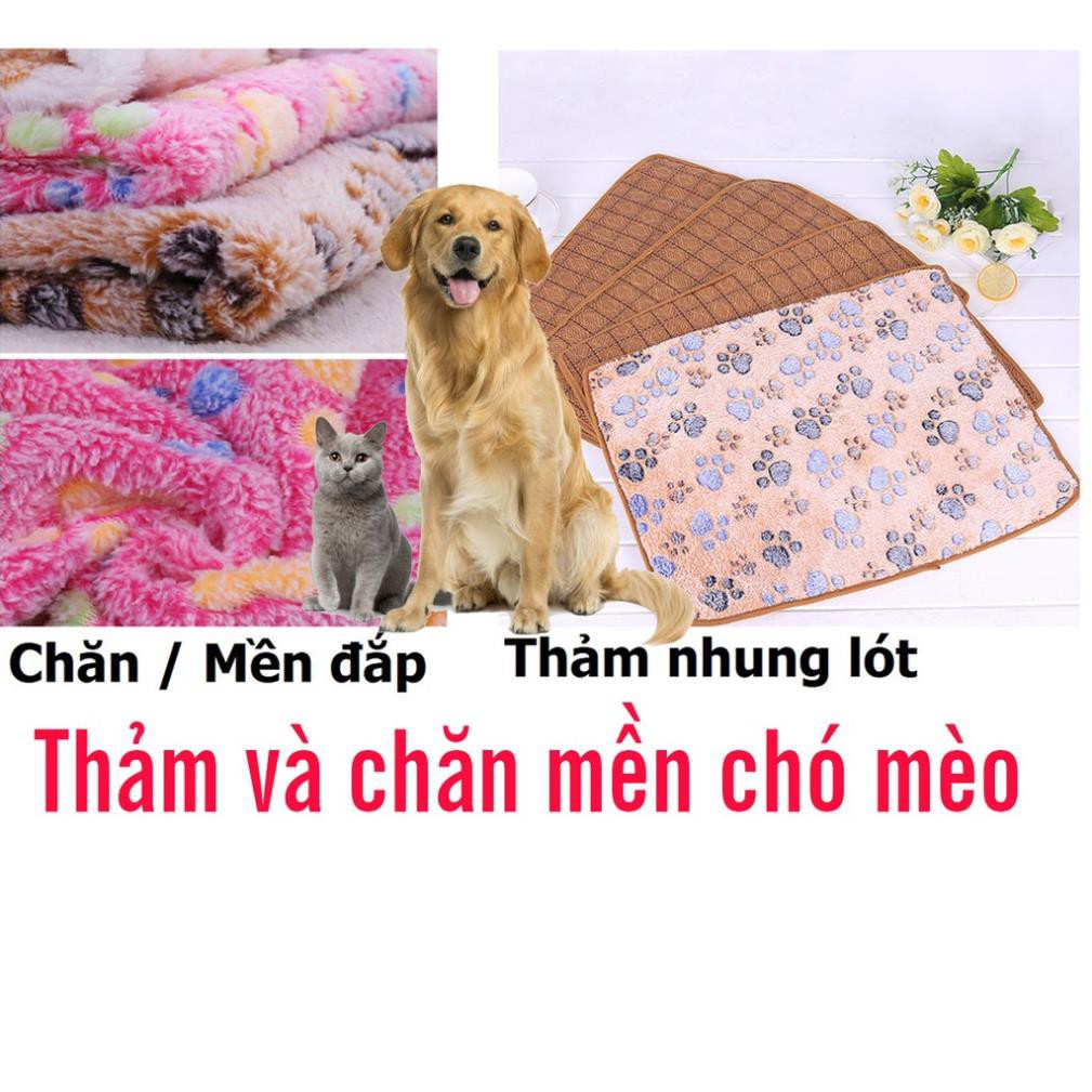 Hanpet.GV- (2 loại) Thảm ngủ và chăn mền đắp cho thú cưng chất liệu vải nhung mềm mại)