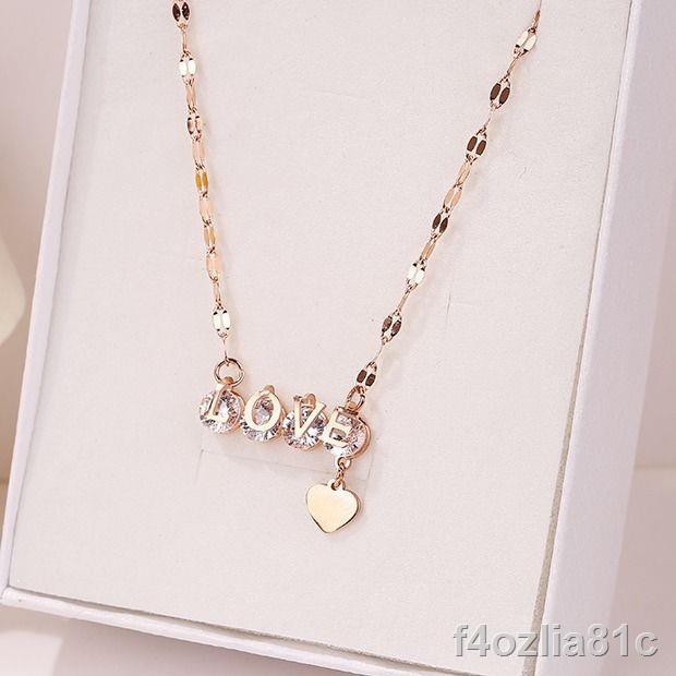 Dây chuyền bằng titan hợp thời trang mới của Nhật Bản và Hàn Quốc 1314 chữ LOVE vàng hồng nữ mạng nổi tiếng mặt khôn1