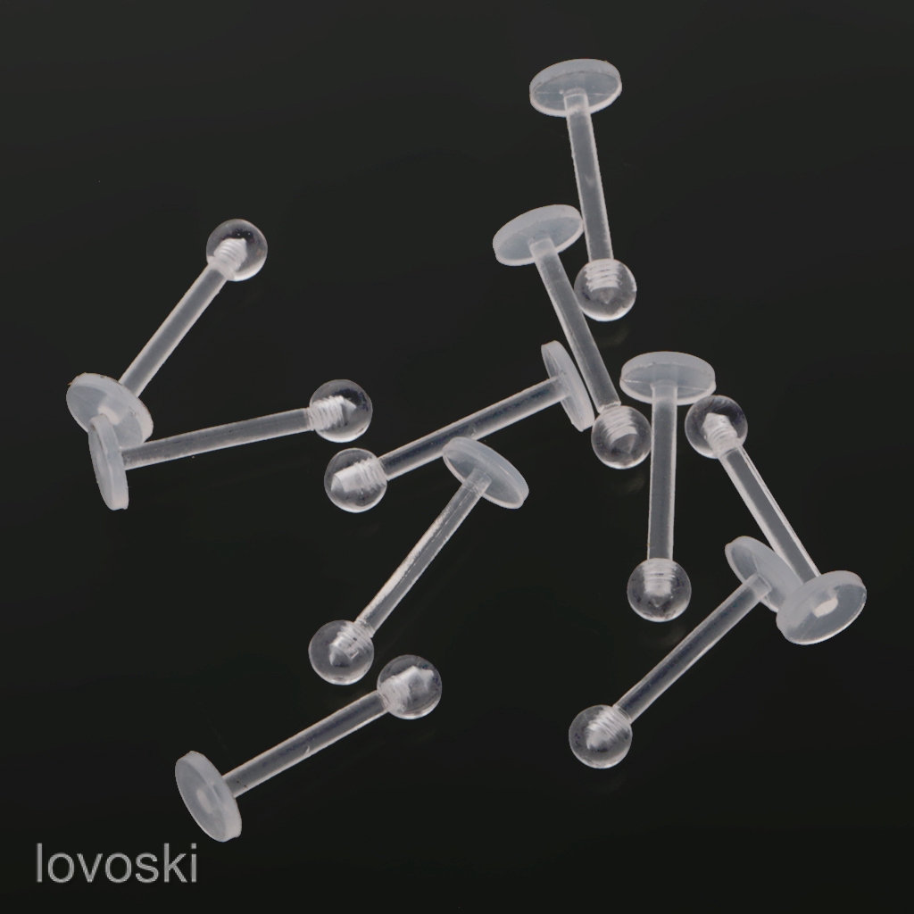 Set 10 Khuyên Lưỡi Bằng Acrylic Trong Suốt Cá Tính