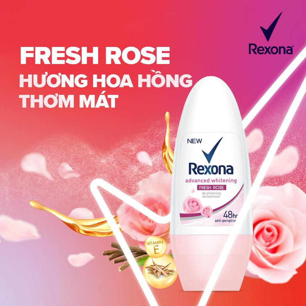 Lăn khử mùi Rexona dưỡng sáng tự nhiên, khô thoáng tối ưu dành cho nữ, 45ml