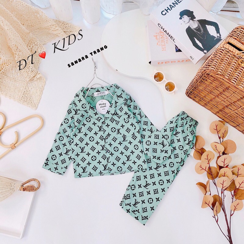 Bộ Pijama Đũi Dài Tay L.VV cho bé