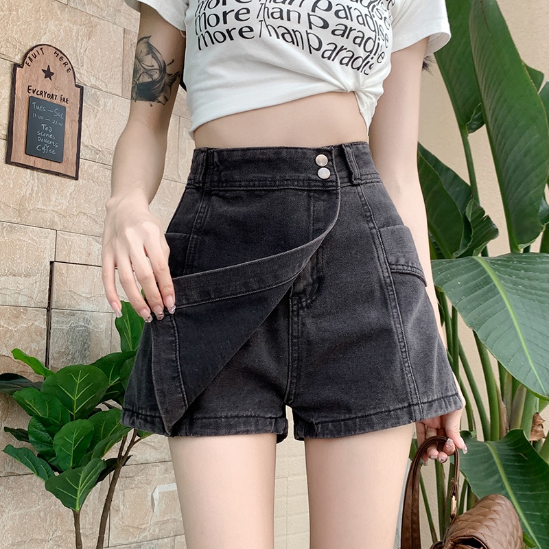 Chân váy jean SUXI dáng chữ A lưng cao đơn giản trẻ trung