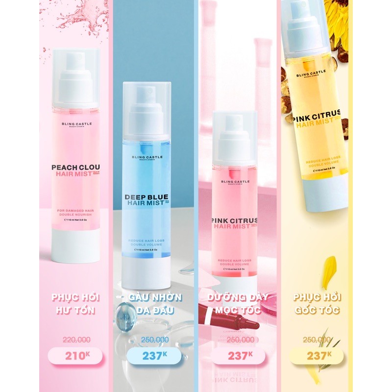 PEACHY CLOUDY Hair Mist - Xịt dưỡng tóc Phục Hồi Hư Tổn -  Keratin Bọt Sữa 110ml | BigBuy360 - bigbuy360.vn