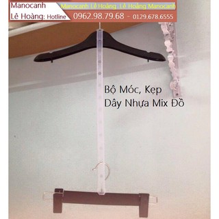Móc Kẹp Dây Nhựa 10 Bộ Mix Đồ Treo Cả Bộ Quần Áo