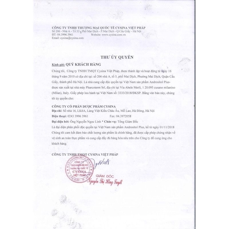 DATE 8/2024 - Có tem Qr chống giả-  CHÍNH HÃNG Andrositol  Hỗ Trợ Sinh Sản Nam Giới.