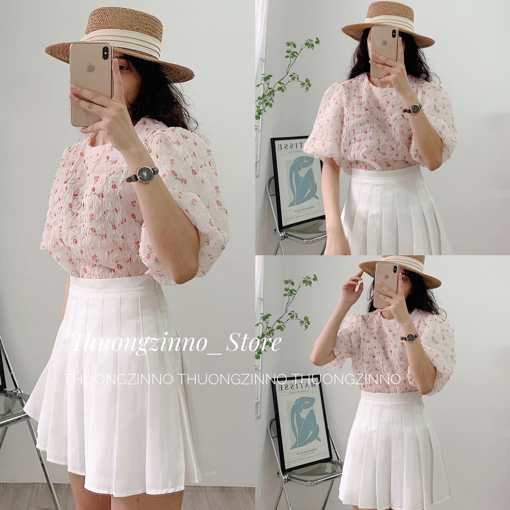 [Ảnh thật/Video] Áo hoa Chiffon Hoa Nhí Cổ Tròn Dịu Dàng Cho Nữ ÁO SƠ MI TRẺ TRUNG HÀNG QUẢNG CHÂU