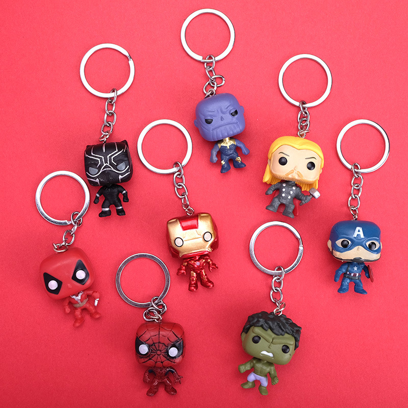 Marvel Legends Avengers Keychain Disney Marvel's Iron Man q Key Chain Spiderman Deadpool Thor Pendant Gift Keyring Wholesale