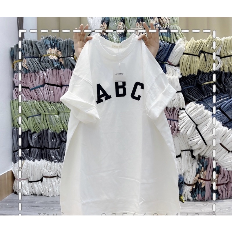 Áo phông chữ Abc cotton khô [ Ảnh thật]