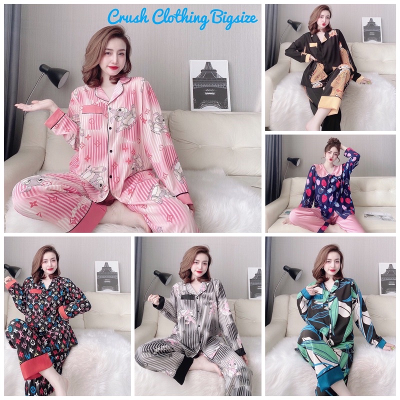 [Mẫu Đẹp]Pyjama Đồ Bộ Bigsize 55-100kg Diện cực Đẹp Chất Satin Cao Cấp