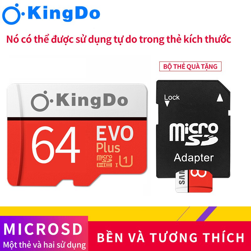 【Đồng hồ LED miễn phí】Thẻ nhớ Kingdo 64GB tốc độ cao up to 100MB/s hỗ trợ quay video full HD