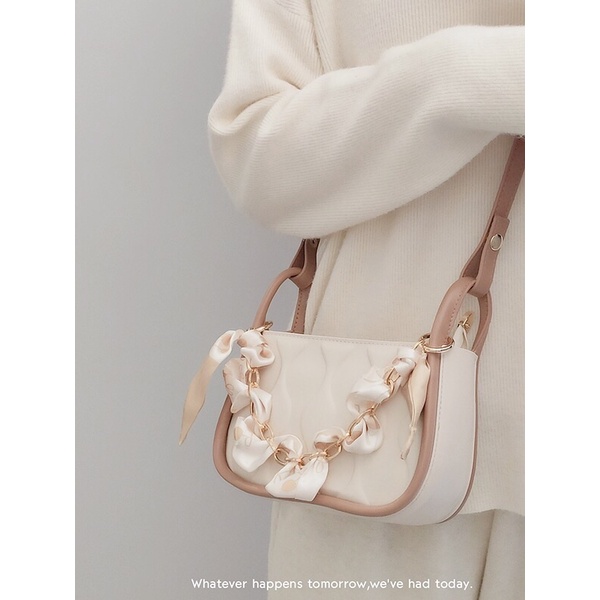 Túi xách đeo vai hình vuông phối dây xích thời trang mùa hè 2022 cho nữ