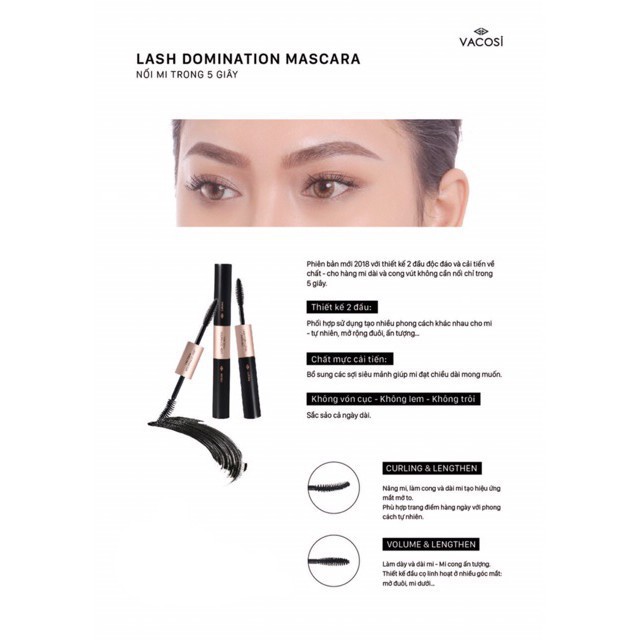 MASCARA DÀI VÀ CONG MI VACOSI NATURAL LASH DOMINATION MASCARA