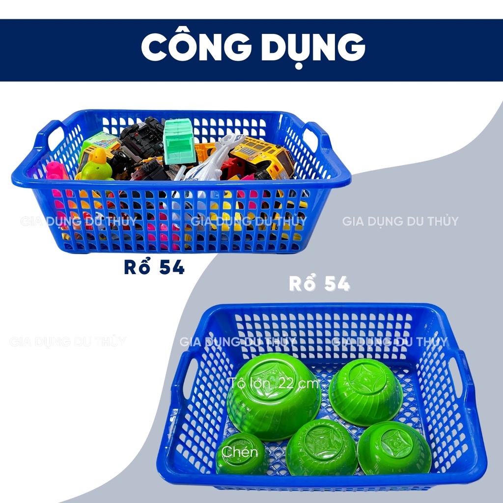 Rổ chữ nhật có quai kích thước lớn 54, 50, 44, 32cm, khay dùng đựng thực phẩm, rau củ quả bằng nhựa PP bền đẹp chắc chắn