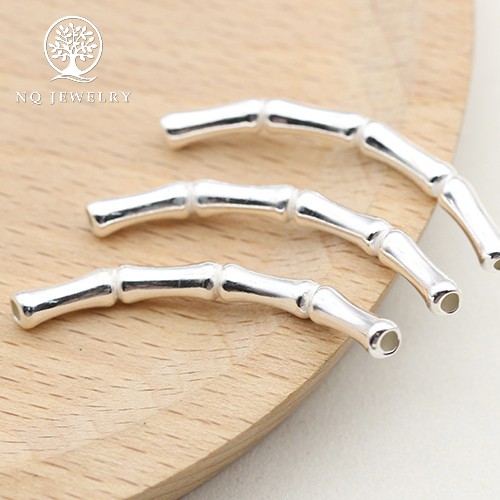 Charm bạc hình ống đốt tre xỏ ngang - NQ Jewelry