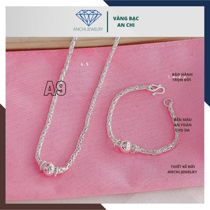 Bộ dây chuyền, lắc tay cho bé trai, chuẩn bạc thật không xỉn màu - an toàn cho bé. Anchi jewlery