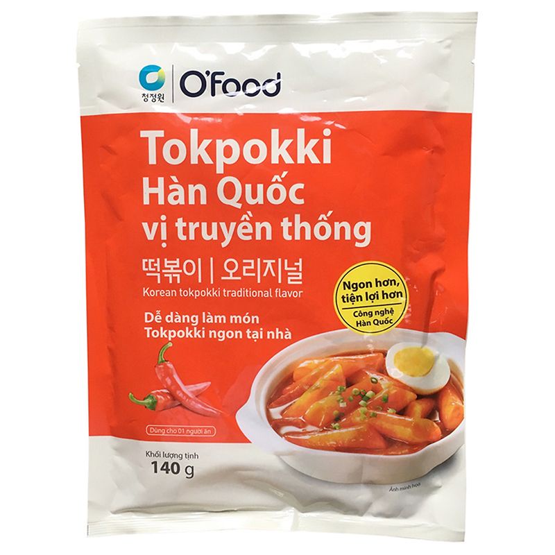 Bánh Gạo Tokpokki Hàn Quốc Vị Truyền Thống Kèm Sốt Nấu O'Food Gói 140G