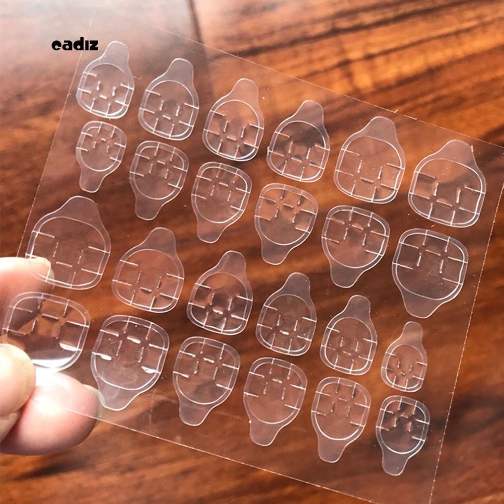 [Hàng mới về] Tờ 24 miếng dán keo đánh bóng móng tay 2 mặt bằng nhựa trong suốt