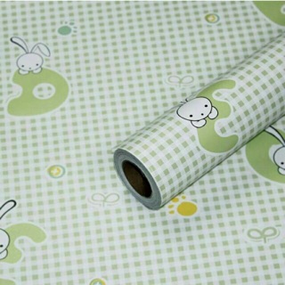 3m Giấy dán tuòng tho trắng nền caro xanh lá