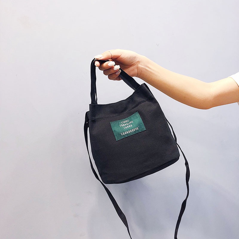 Túi xách đeo vai vải canvas mềm mại phong cách phương Tây thời trang cho nữ