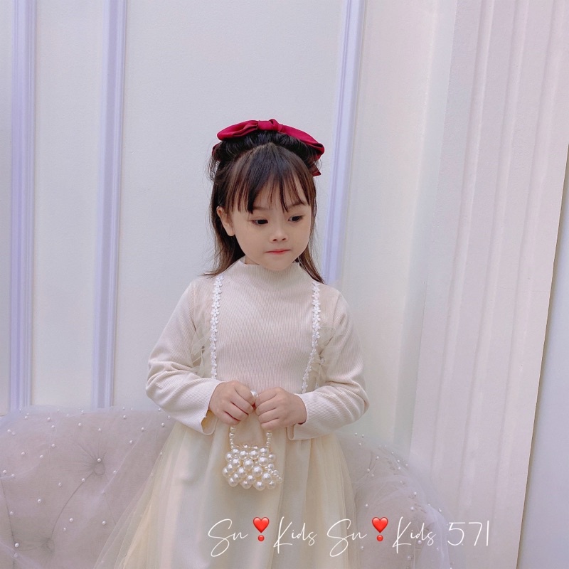|FAMARAL1 giảm 10k cho đơn 50k|Váy len nhung phối ren SN kids