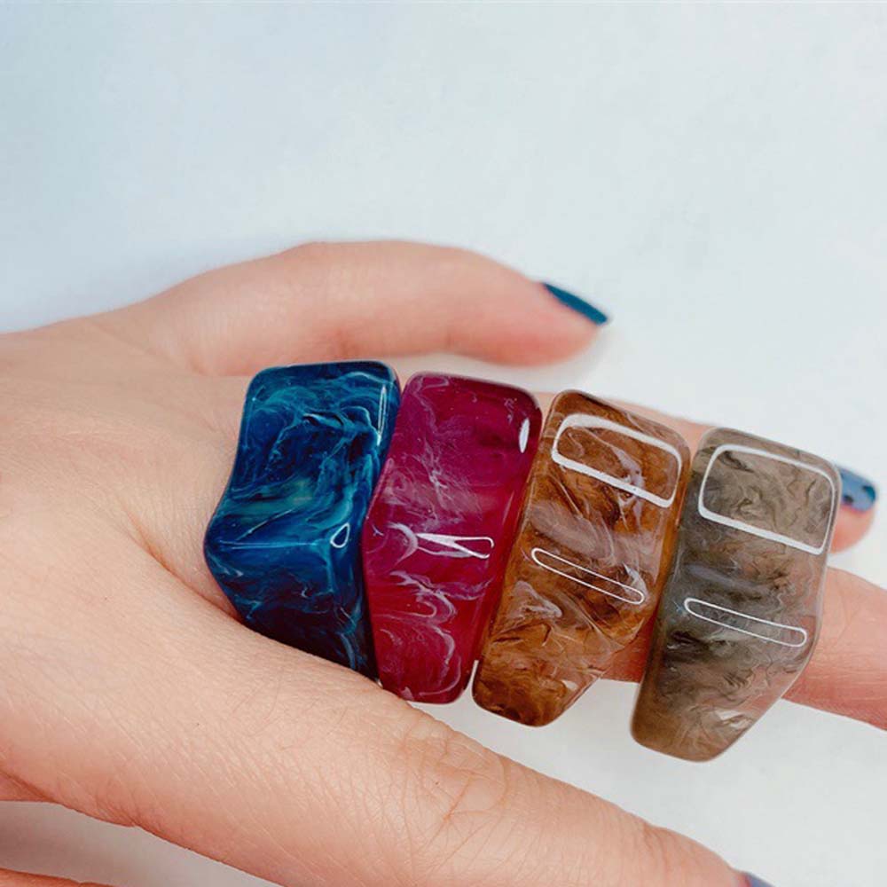 Nhẫn Nhựa Resin Nhiều Màu Sắc Phong Cách Vintage Thời Trang Hàn Quốc
