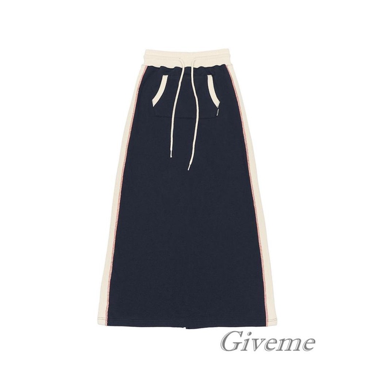 Chân Váy Dài Chữ A Lưng Thun Phối Túi Màu Sắc Tương Phản Phong Cách Cổ Điển Dành Cho Nữ