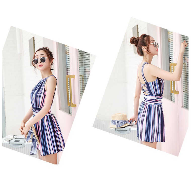 Bộ đồ bơi áo tắm liền mảnh kẻ sọc | BigBuy360 - bigbuy360.vn