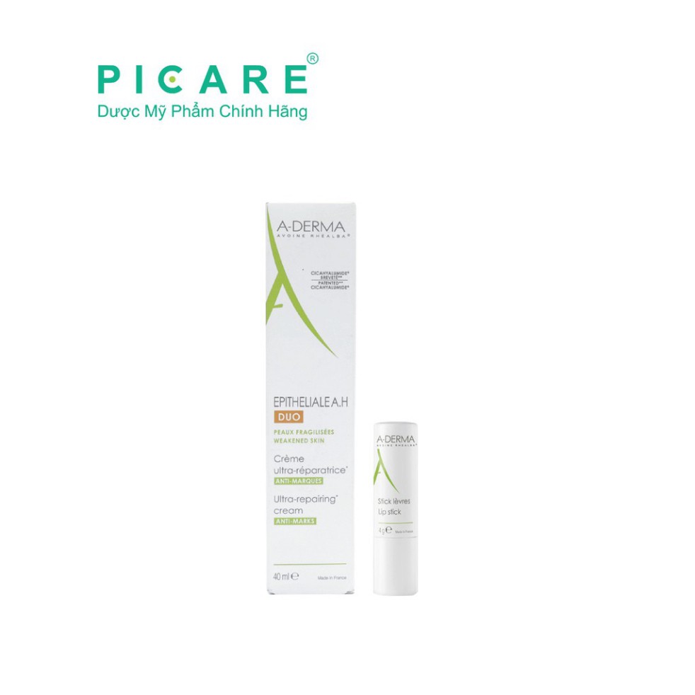 [CHÍNH HÃNG] Combo A Derma Kem Phục Hồi Tái Tạo Da Sau Laser Epitheliale A.H Duo Ultra Repairing Cream 40ml &amp; Son Dưỡng