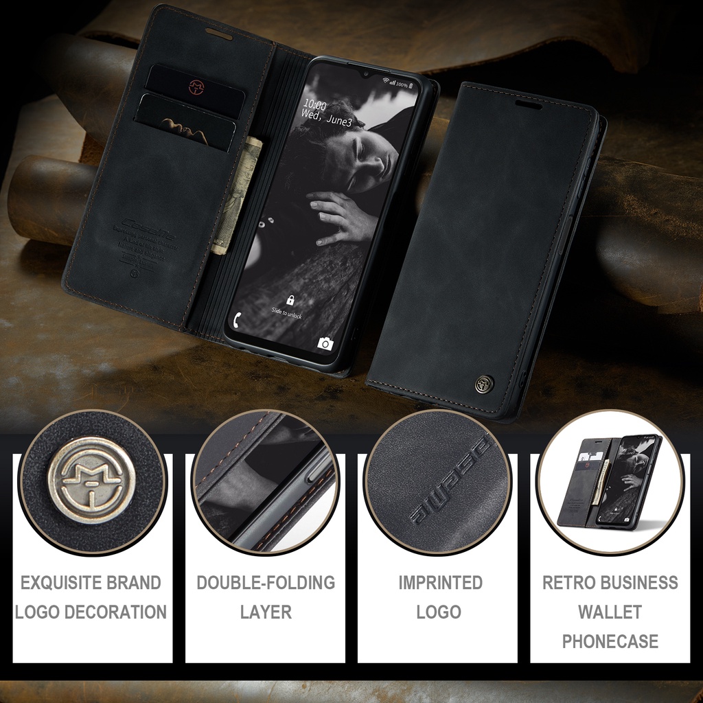 Caseme Bao Da pu Điện Thoại Nắp Lật Nam Châm Kiêm Ví Cho samsung galaxy a15 a24 a23 a33 a53 a73 a54 a13 4g 5g a34 Vỏ