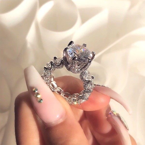 Nhẫn cho nữ đính đá zircon phong cách Âu Mỹ