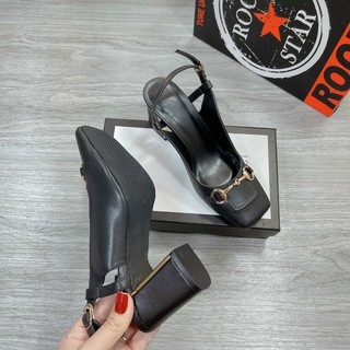 Guốc gucci gót vuông 6p chất da mềm