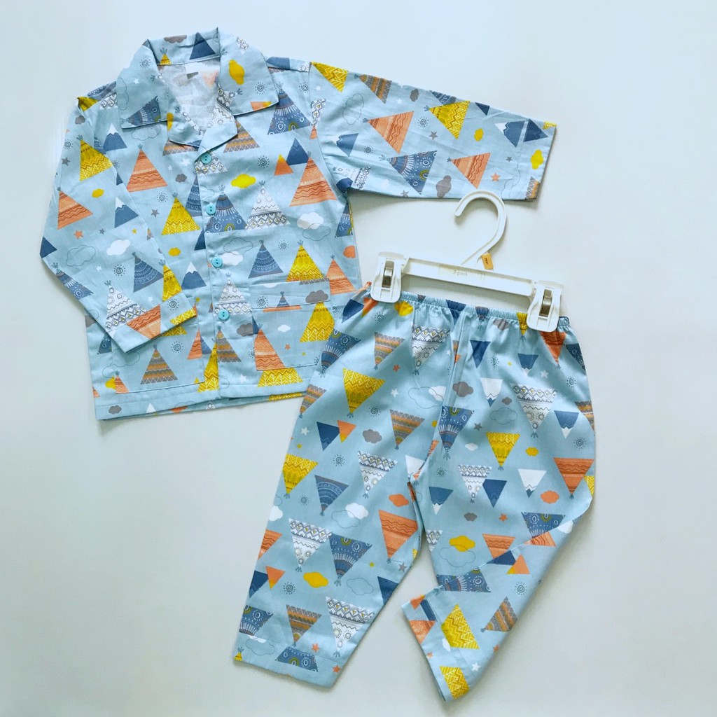 Pijama dài cho bé vải thô cotton hút mồ hôi nhiều họa tiết dễ thương size 10-45kg