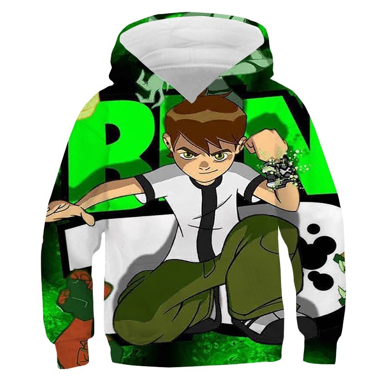 Áo hoodie tay dài in họa tiết Ben 10 thời trang đường phố cho bé tùy chọn kích thước