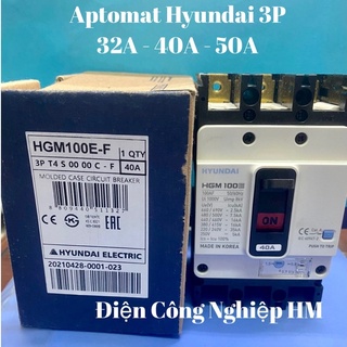 Aptomat mccb 3 pha hgm100e-f hyundai dòng 32a~50a - chính hãng, át tô mát khối cầu dao điện 3p